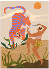 Dance With Me Poster, Arty Guava, Poster Space, orange tiger, illustration