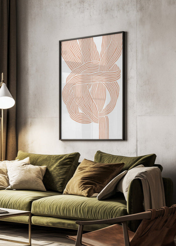 Knots poster No.2 av Treechild, poster space, orange lines, room green