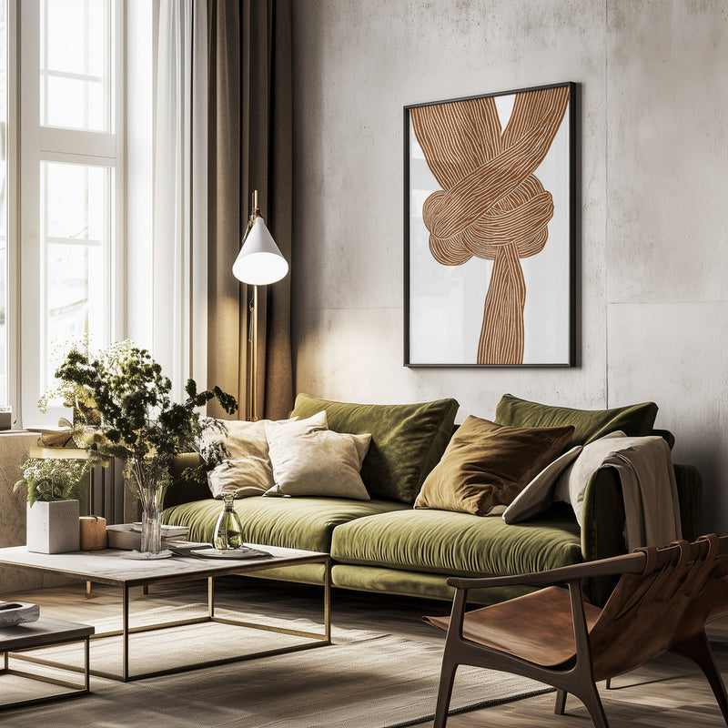 Knots poster No.3 av Treechild poster space, brown lines, green living room
