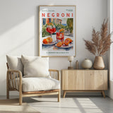 negroni drink in kitchen poster, amalfi inspired, room wood