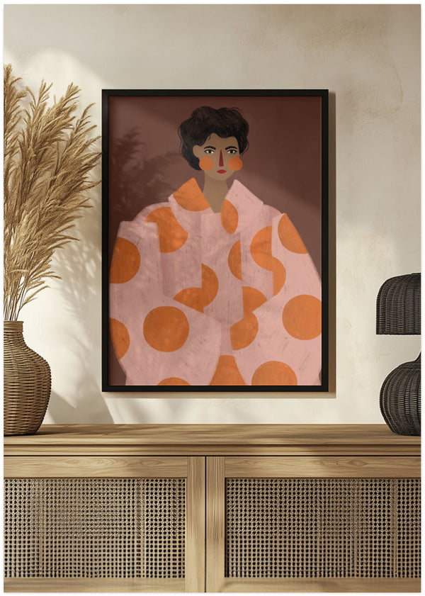 Woman With Orange Dots Poster