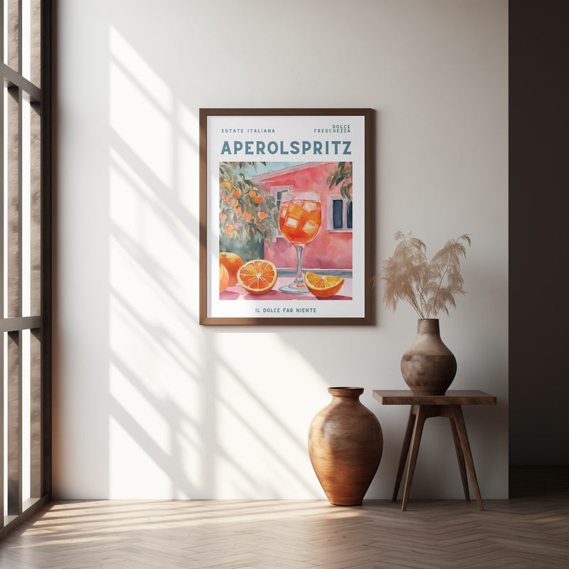 aperol drink in kitchen poster, amalfi inspired