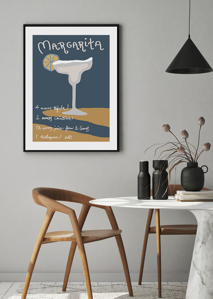 Margarita cocktail drink poster-in kitchen- poster space-with-margin