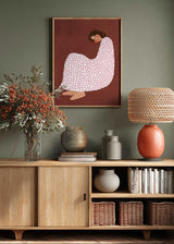 The Woman With the Pink Flowers Poster