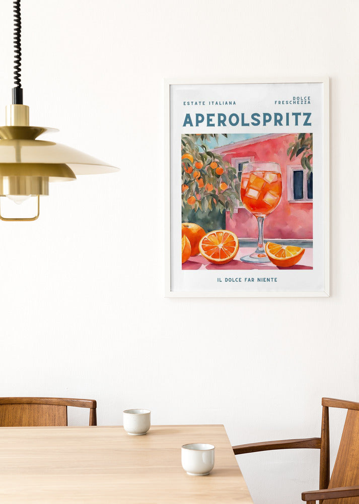 aperol drink in kitchen poster, amalfi inspired