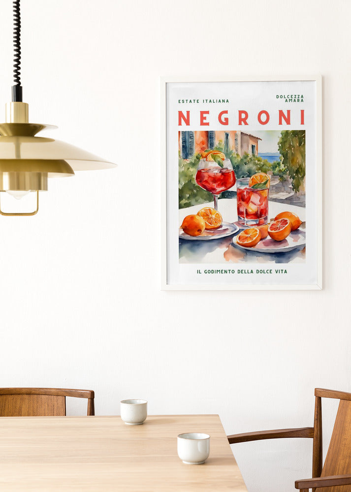 negroni drink in kitchen poster, amalfi inspired, kitchen1