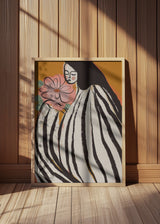 woman with white stripes poster and frame