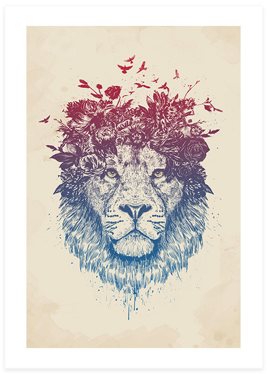 Floral Lion Poster